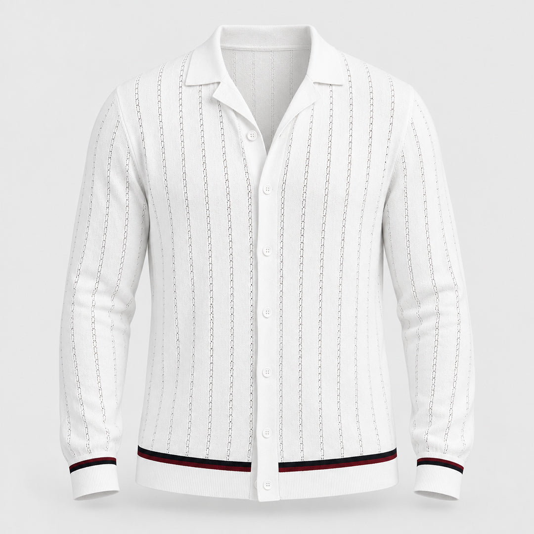 Riviera Stripe Knit Shirt — White