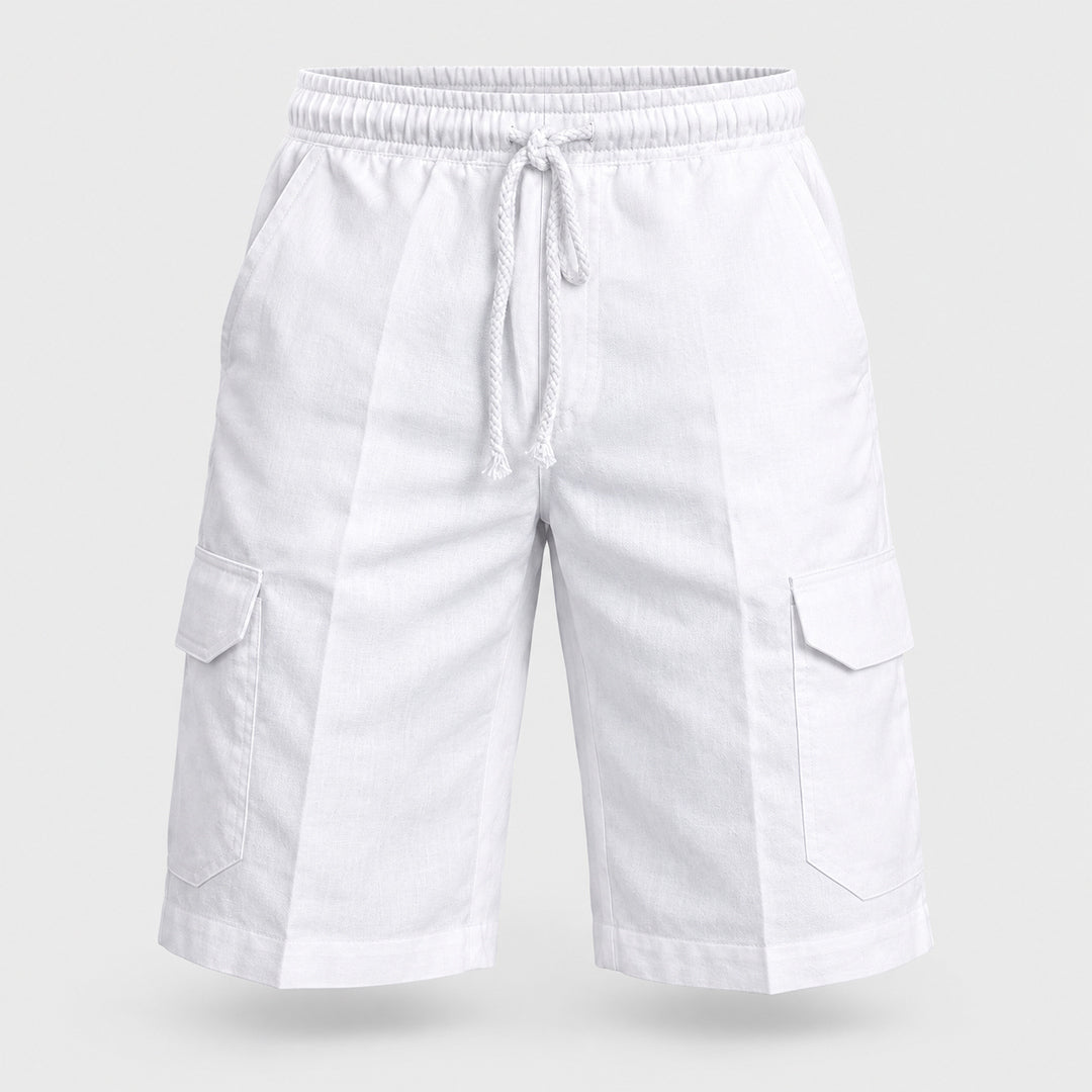 Coastal Drawstring Cargo Shorts — White