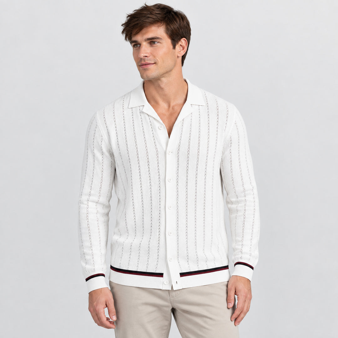 Riviera Stripe Knit Shirt — White