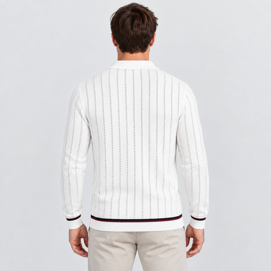 Riviera Stripe Knit Shirt — White