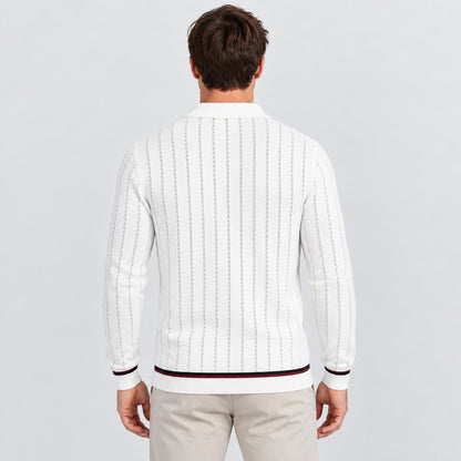 Riviera Stripe Knit Shirt — White