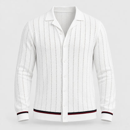 Riviera Stripe Knit Shirt — White
