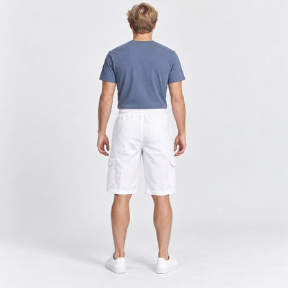 Coastal Drawstring Cargo Shorts — White