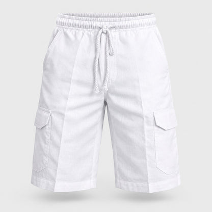 Coastal Drawstring Cargo Shorts — White