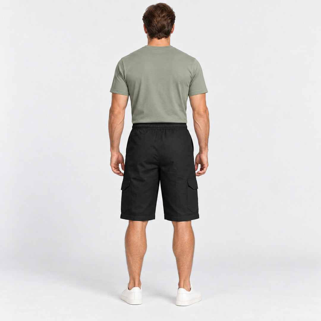 Coastal Drawstring Cargo Shorts — Black