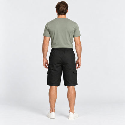 Coastal Drawstring Cargo Shorts — Black