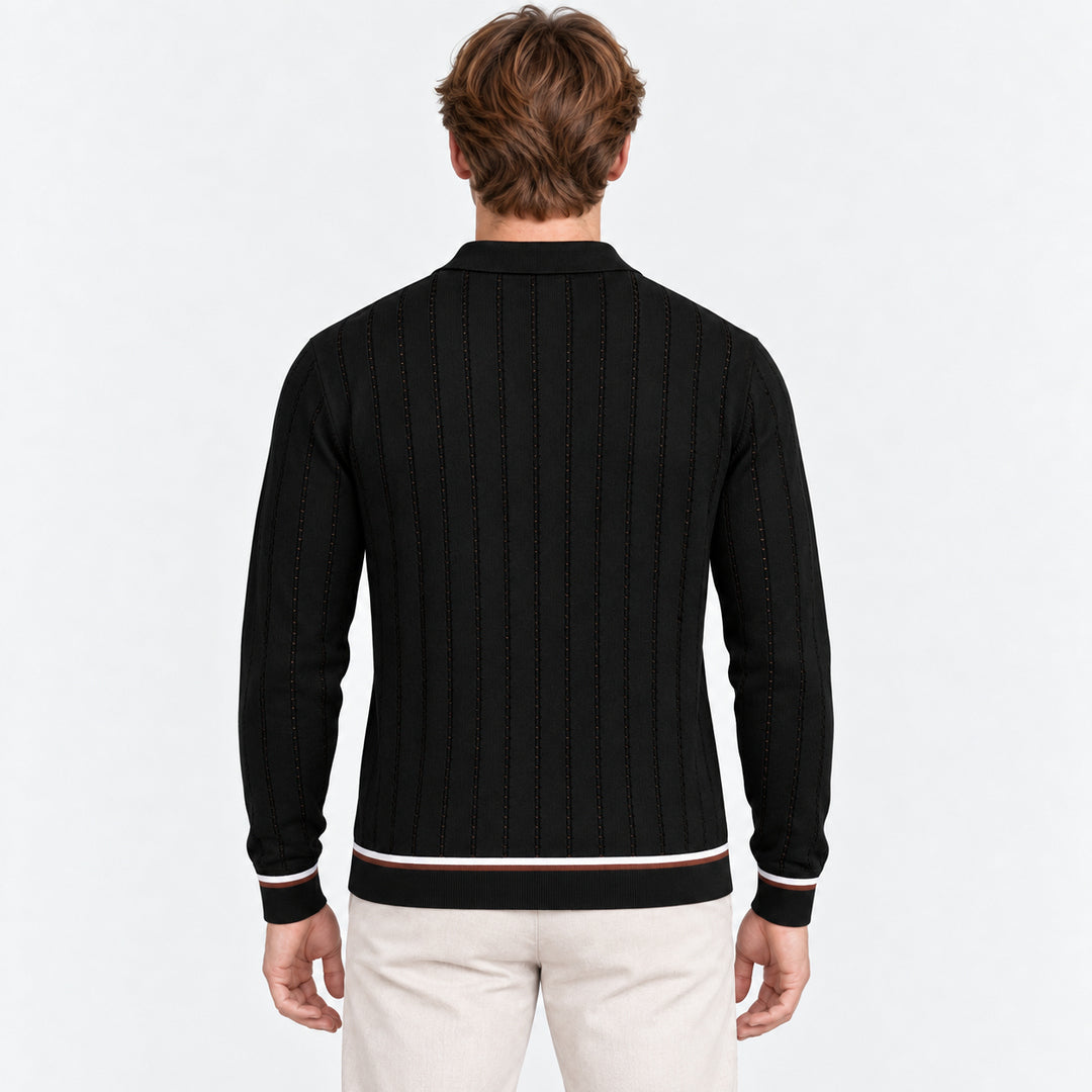 Riviera Stripe Knit Shirt — Black
